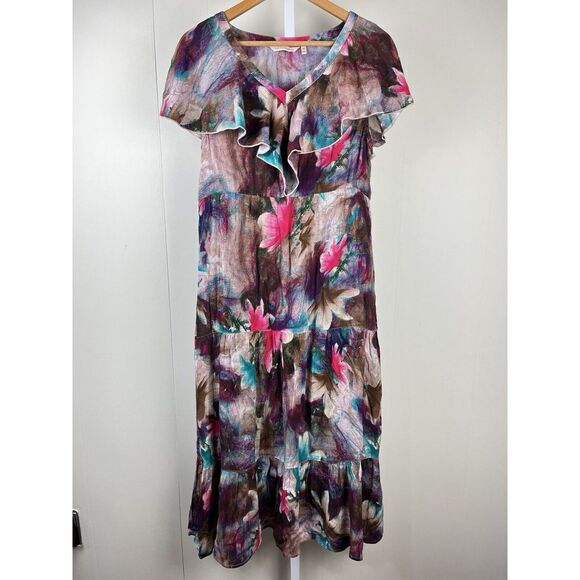 Soft Surroundings Dresses & Skirts - Soft Surroundings Italian Dreams Maxi Dress Multicolor‎ Ruffled Crepe Womens PM